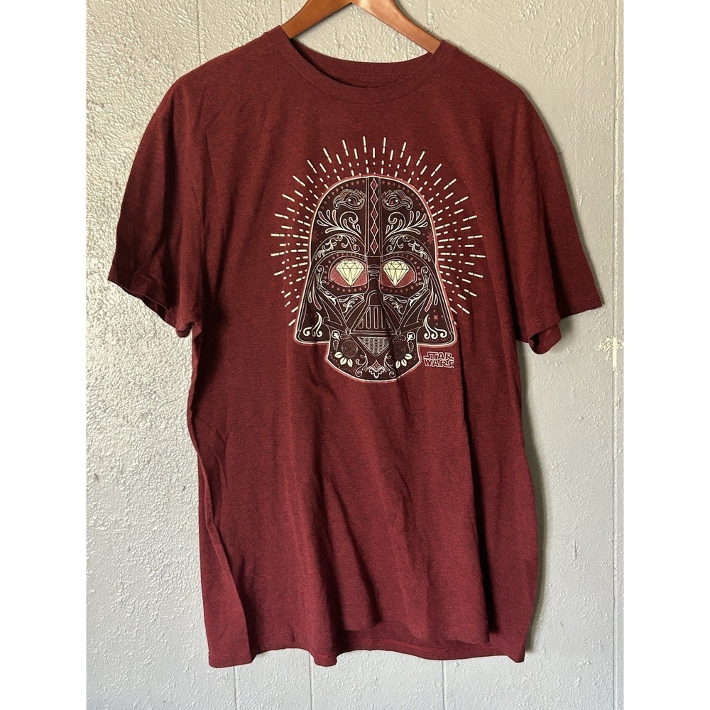 Fifth Sun Star Wars Darth Vader Men's T-Shirt Sugar Skull Size XL Burgundy